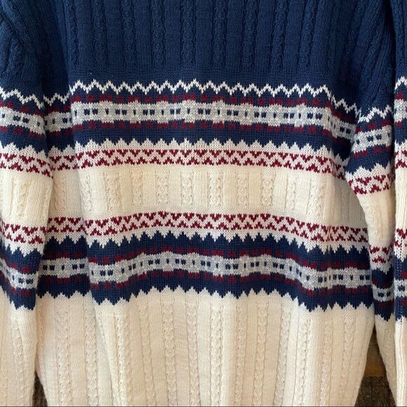 Rob Winter Men’s L Blue Ski Slope Lodge FairIsle Long Sleeve Winter Sweater - Picture 5 of 8